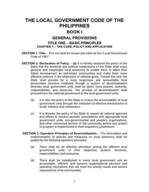 THE LOCAL GOVERNMENT CODE OF THE PHILIPPINES .